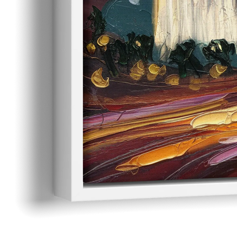 Las Vegas Skyline at Sunset - Close-Up White Frame Canvas