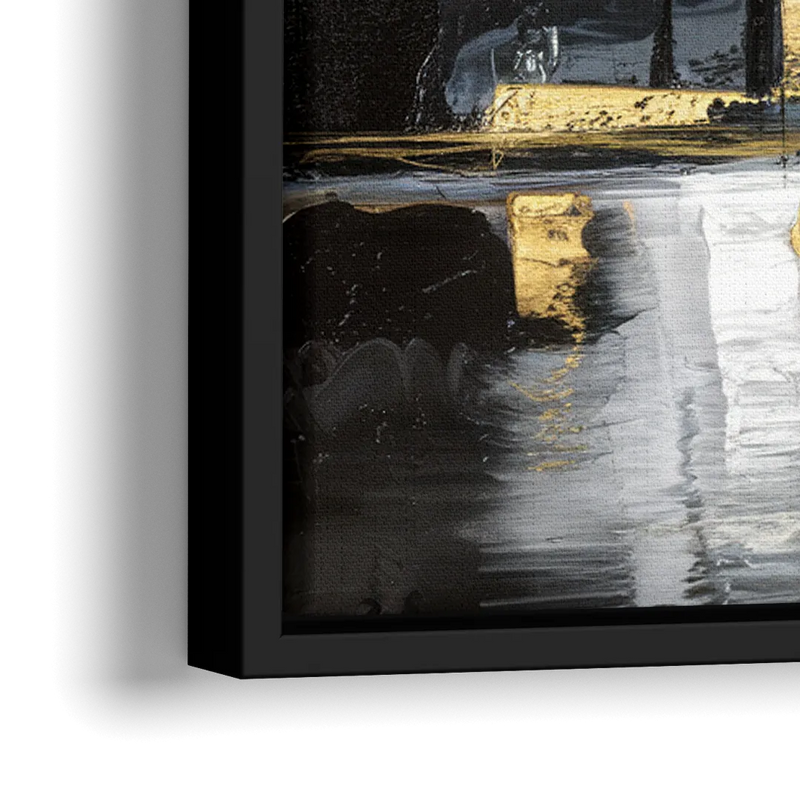 Las Vegas Black And White Skyline - Close-Up Black Frame Canvas