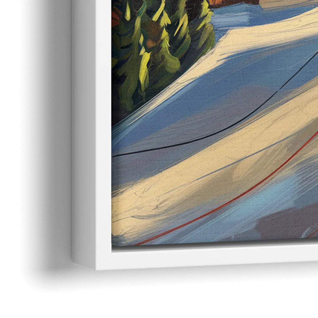 Breckenridge Ski Resort Panorama - Close-Up White Frame Canvas