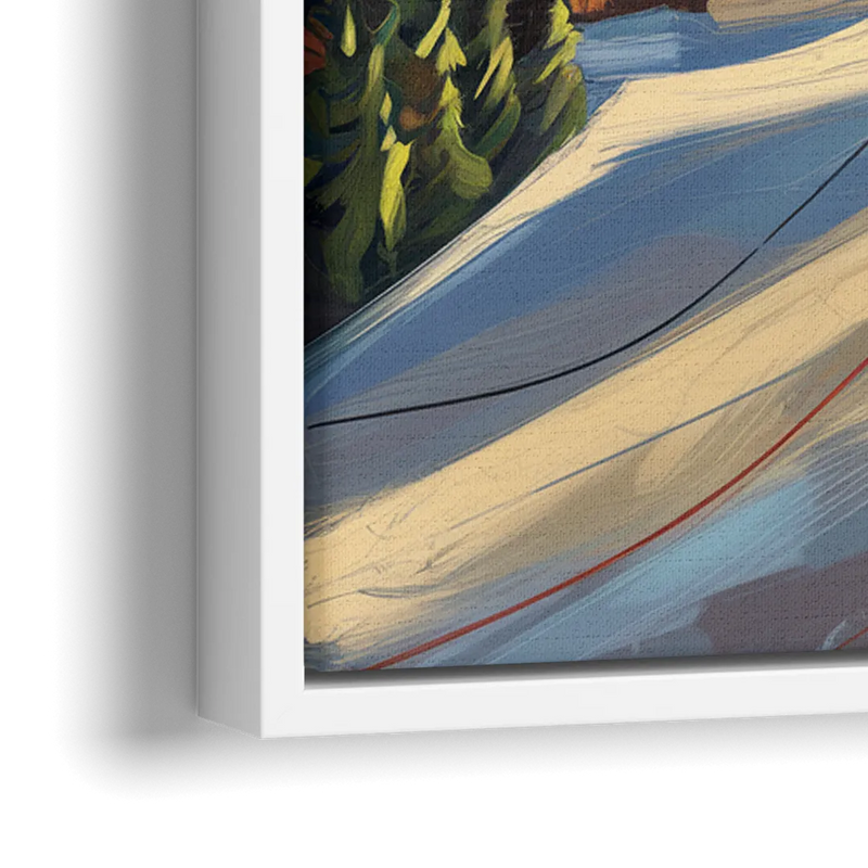 Breckenridge Ski Resort Panorama - Close-Up White Frame Canvas
