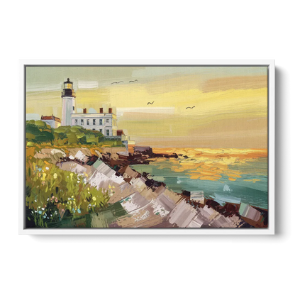 Galveston Lighthouse View - White Frame Canvas