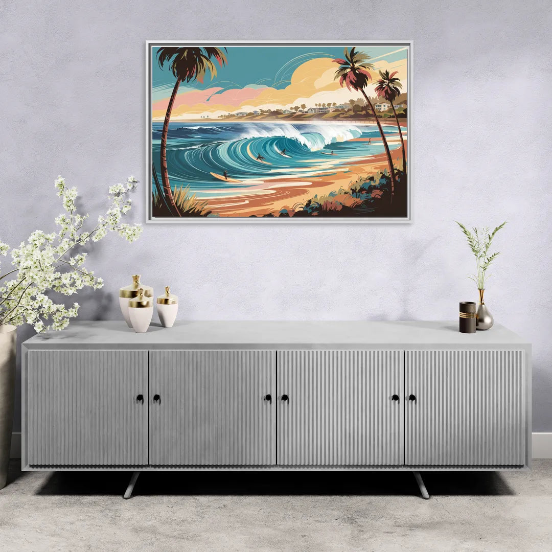 San Diego Surf Culture - Living Room White Frame Canvas