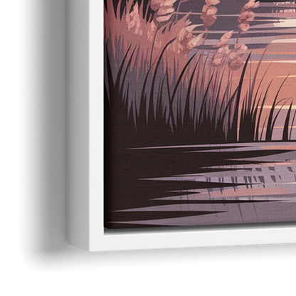 Chesapeake Bay Sunset Glow - Close-Up White Frame Canvas