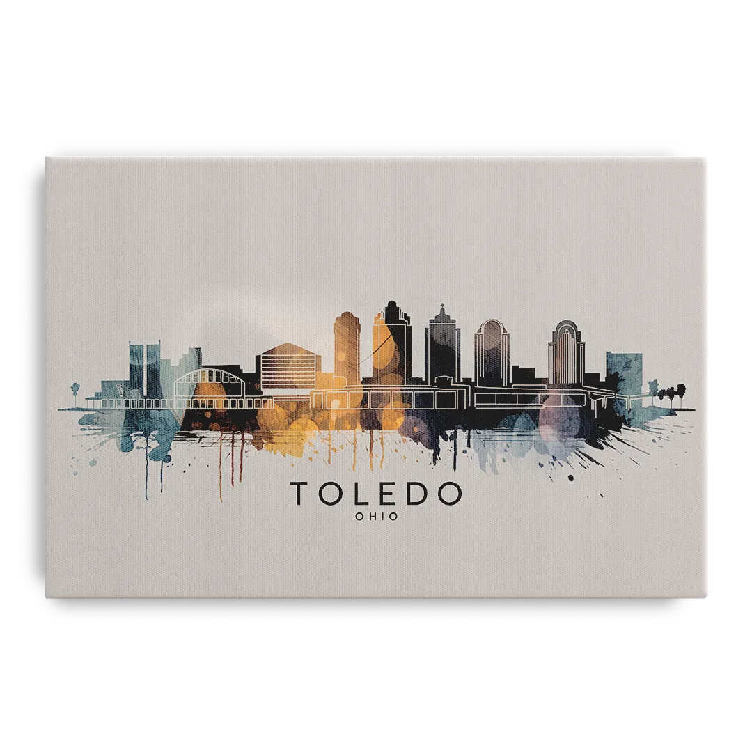 Toledo Skyline Panorama - Canvas Wall Art
