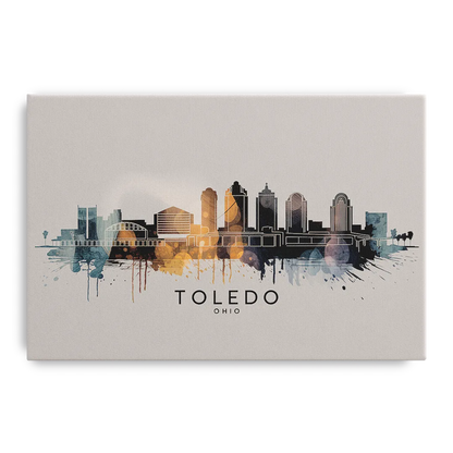 Toledo Skyline Panorama - Canvas Wall Art