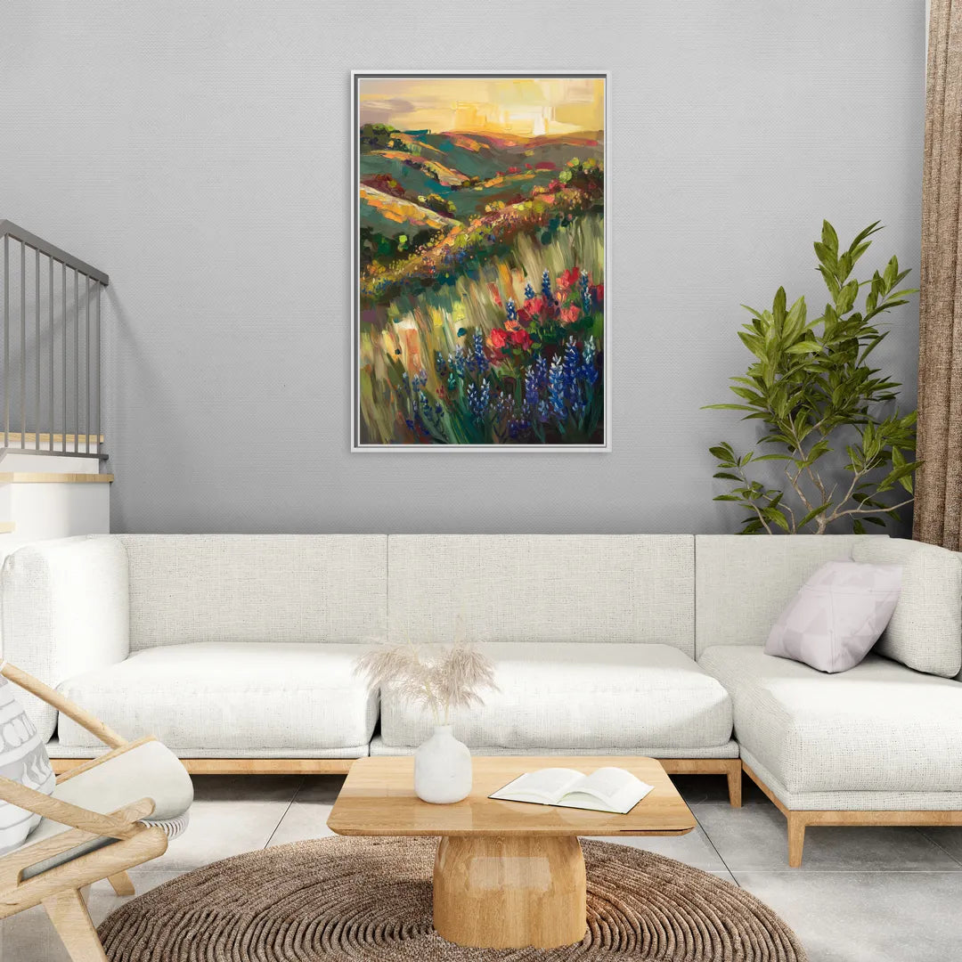 Austin Texas Hill Country Landscape - Living Room White Frame Canvas