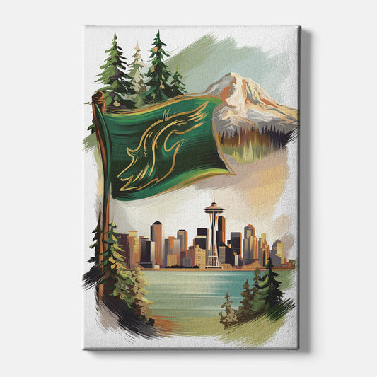 Washington Flags and Symbols - Canvas Wall Art