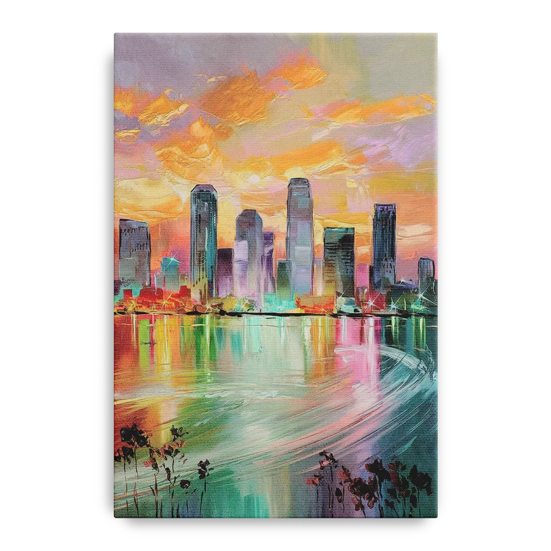 Tampa Skyline at Sunset - Canvas Wall Art