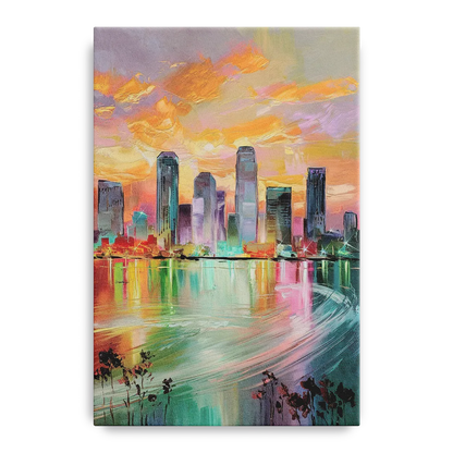 Tampa Skyline at Sunset - Canvas Wall Art