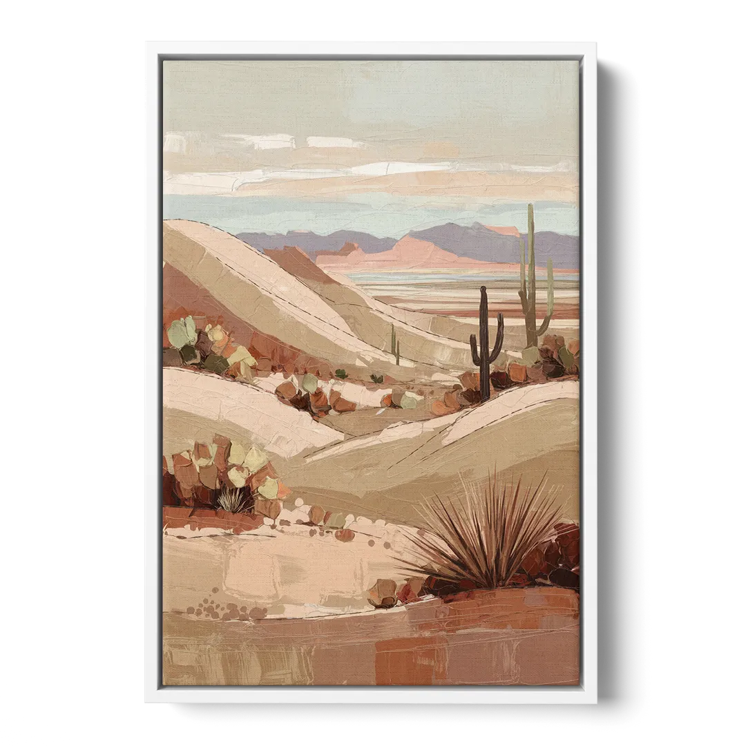 Marfa Desert Landscape - White Frame Canvas