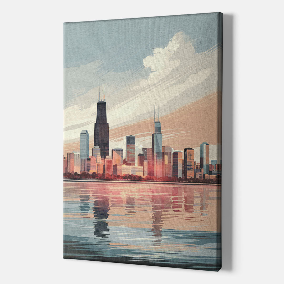 Chicago Skyline from Lake Michigan - Canvas Wall Art Indoor