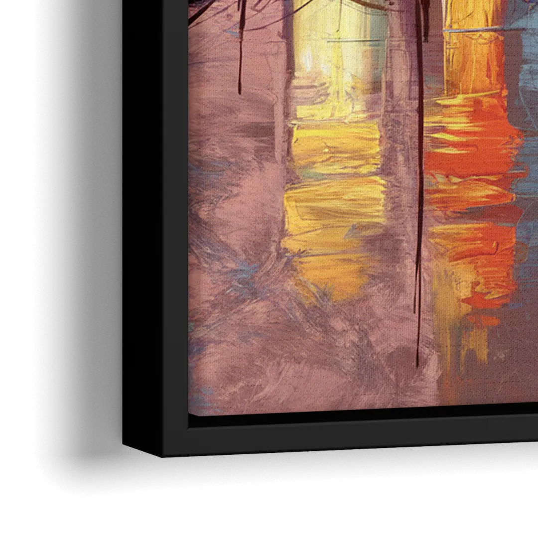 Austin Sunset Over Skyline - Close-Up Black Frame Canvas