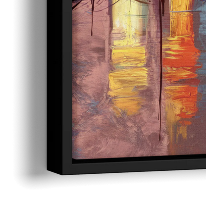 Austin Sunset Over Skyline - Close-Up Black Frame Canvas