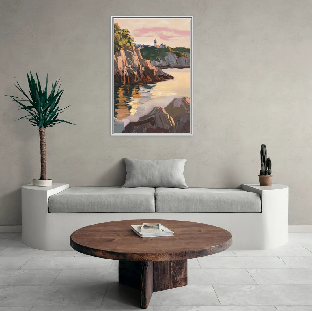 Bar Harbor Scenic Coastline - Living Room White Frame Canvas