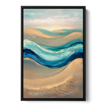 Cape May Waves and Dunes - Black Frame Canvas