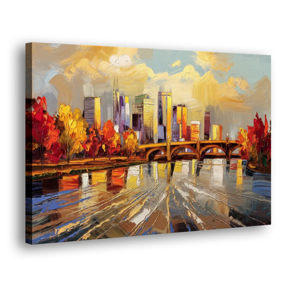 Minneapolis Mississippi River View - Canvas Print Art Sides
