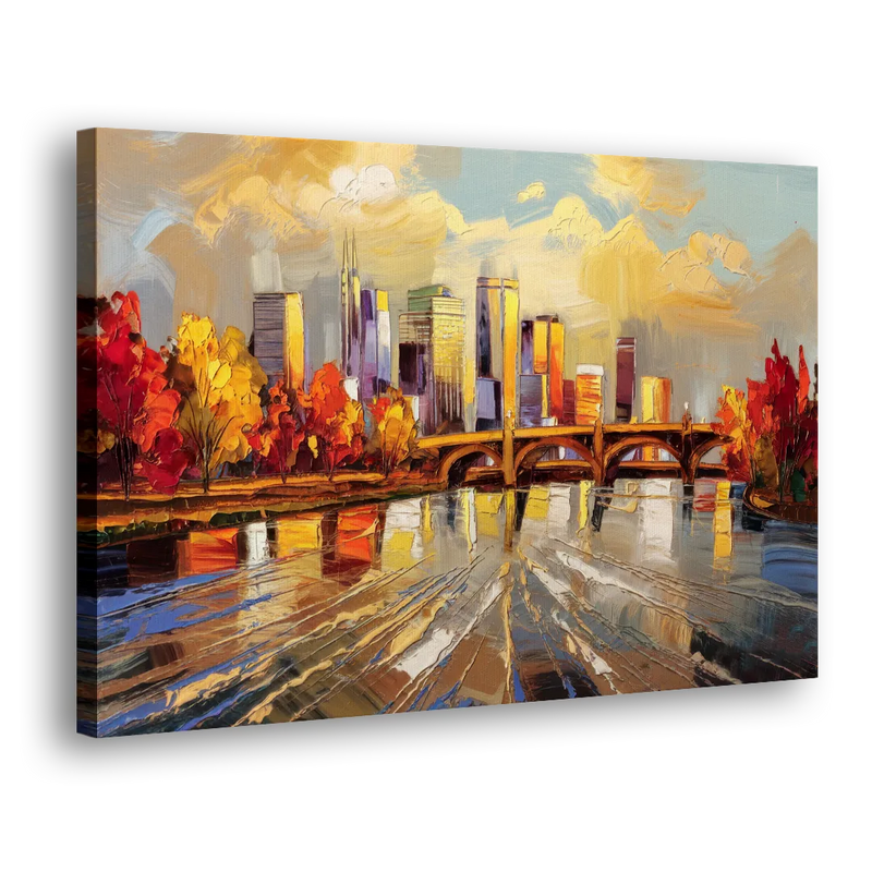 Minneapolis Mississippi River View - Canvas Print Art Sides