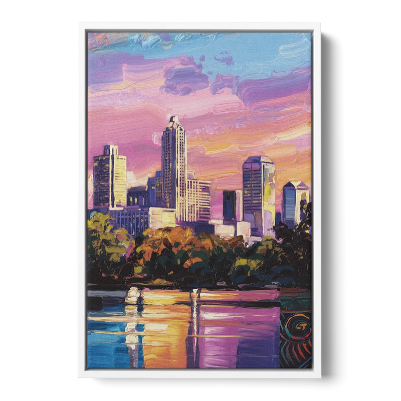 Austin East Side Murals - White Frame Canvas