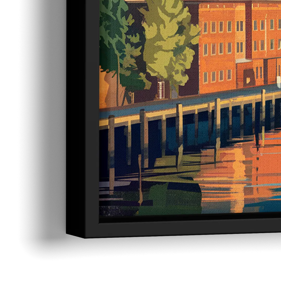 Tacoma Downtown Charm - Close-Up Black Frame Canvas