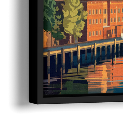 Tacoma Downtown Charm - Close-Up Black Frame Canvas