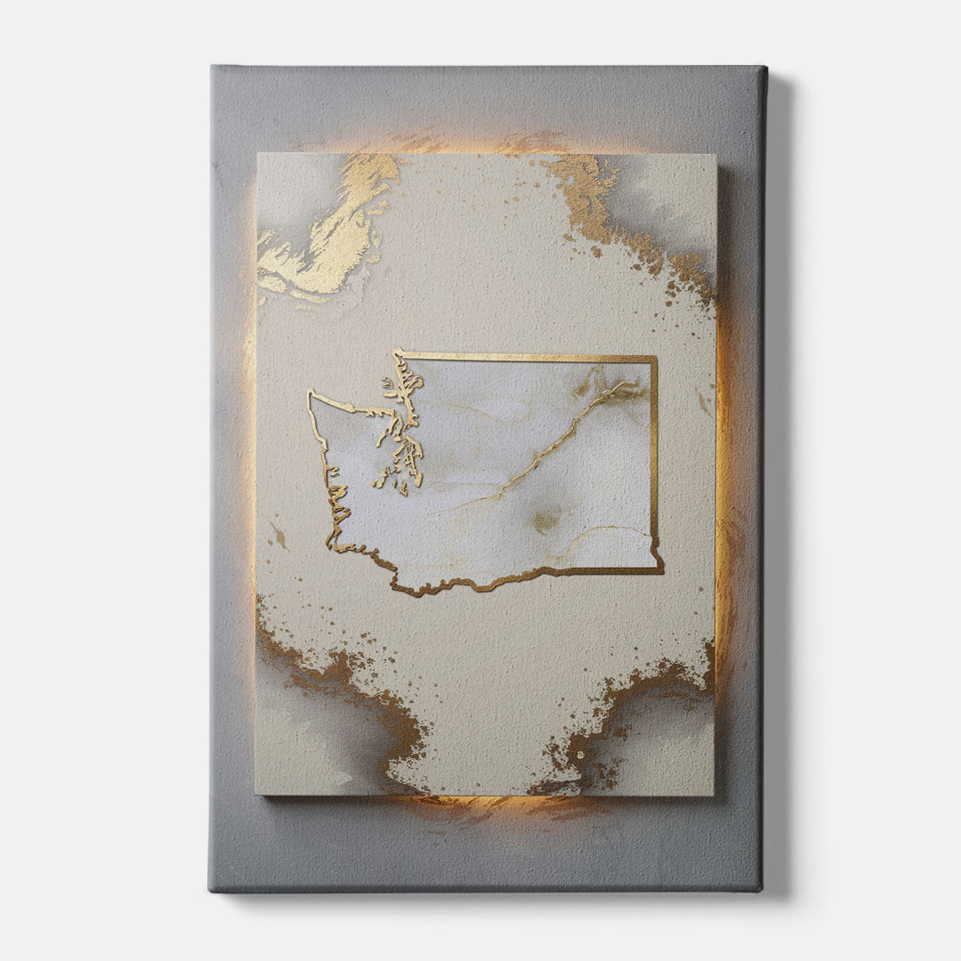 Washington Map Modern Design - Canvas Wall Art