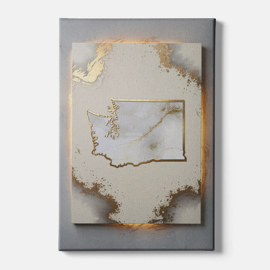 Washington Map Modern Design - Canvas Wall Art