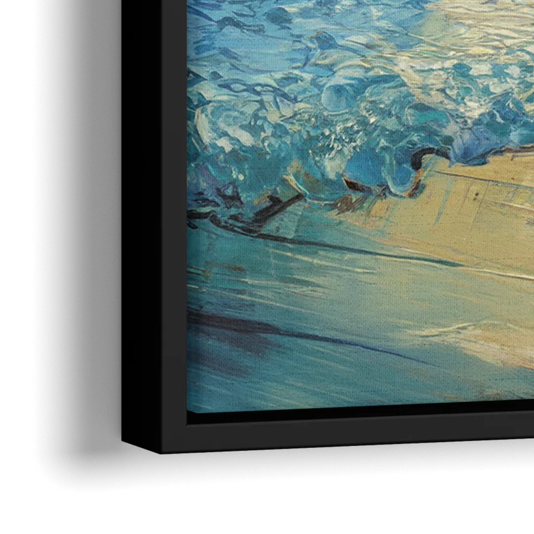 Honolulu Ocean Waves Scene - Close-Up Black Frame Canvas