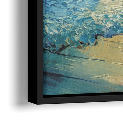 Honolulu Ocean Waves Scene - Close-Up Black Frame Canvas