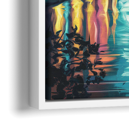 Austin Night Lights - Close-Up White Frame Canvas