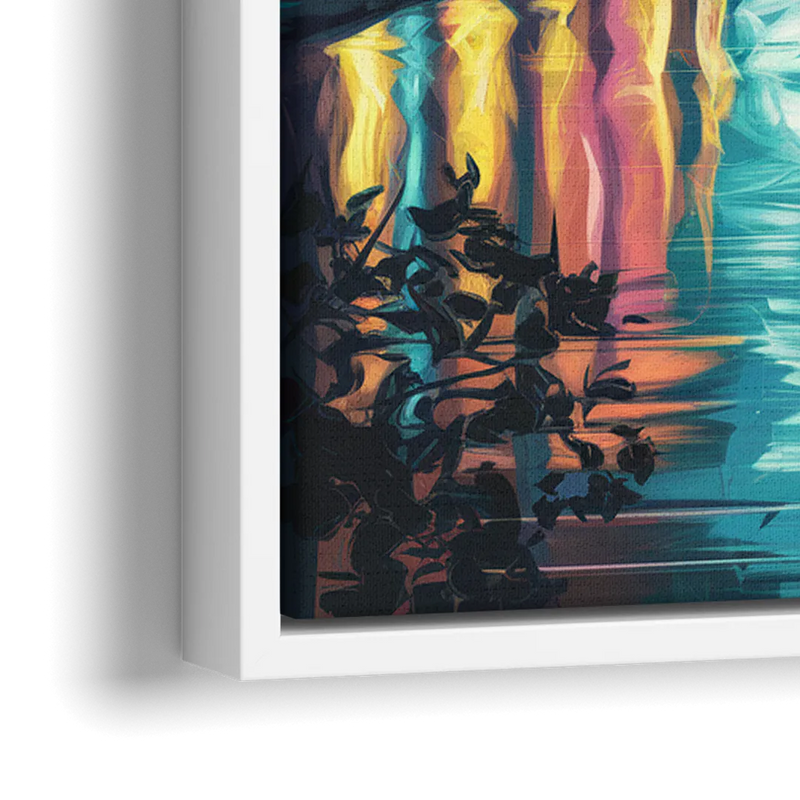 Austin Night Lights - Close-Up White Frame Canvas