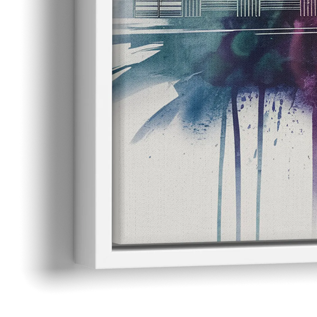 Columbus Ohio Skyline - Close-Up White Frame Canvas