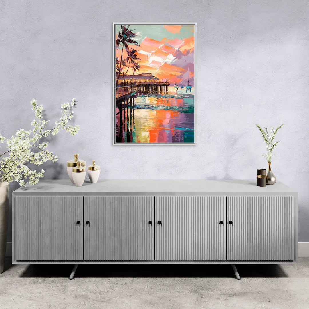 St. Petersburg Pier Vibes - Living Room White Frame Canvas
