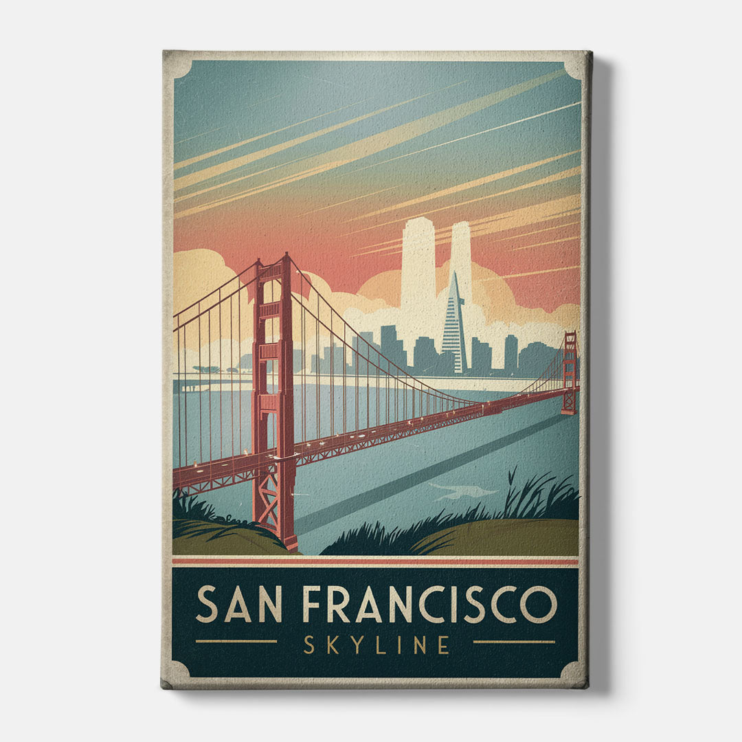 San Francisco Golden Gate Bridge Skyline - Canvas Wall Art