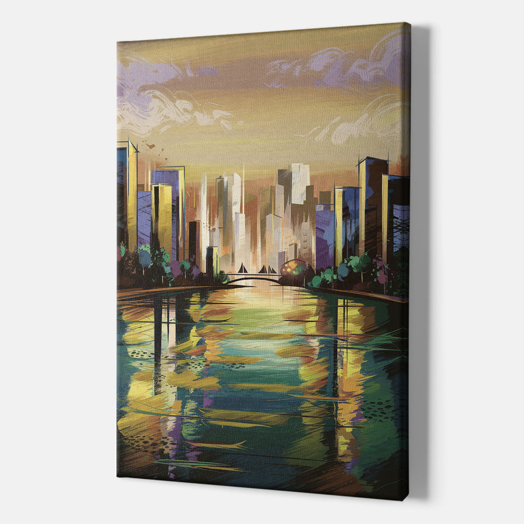 Riverside Downtown Skyline - Canvas Wall Art Indoor
