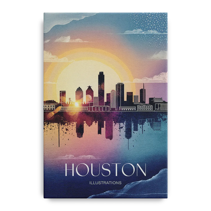 Houston Iconic Landmarks - Canvas Wall Art