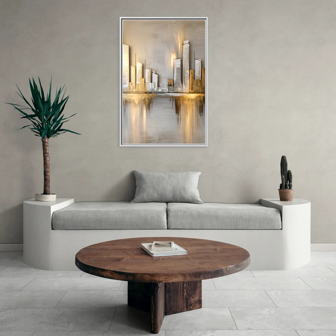 Marietta Abstract Cityscape - Living Room White Frame Canvas