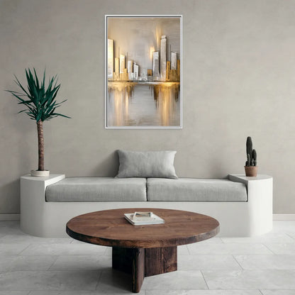 Marietta Abstract Cityscape - Living Room White Frame Canvas