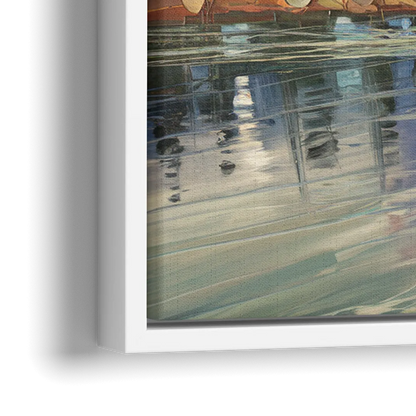 Jackson Hole River Reflection - Close-Up White Frame Canvas