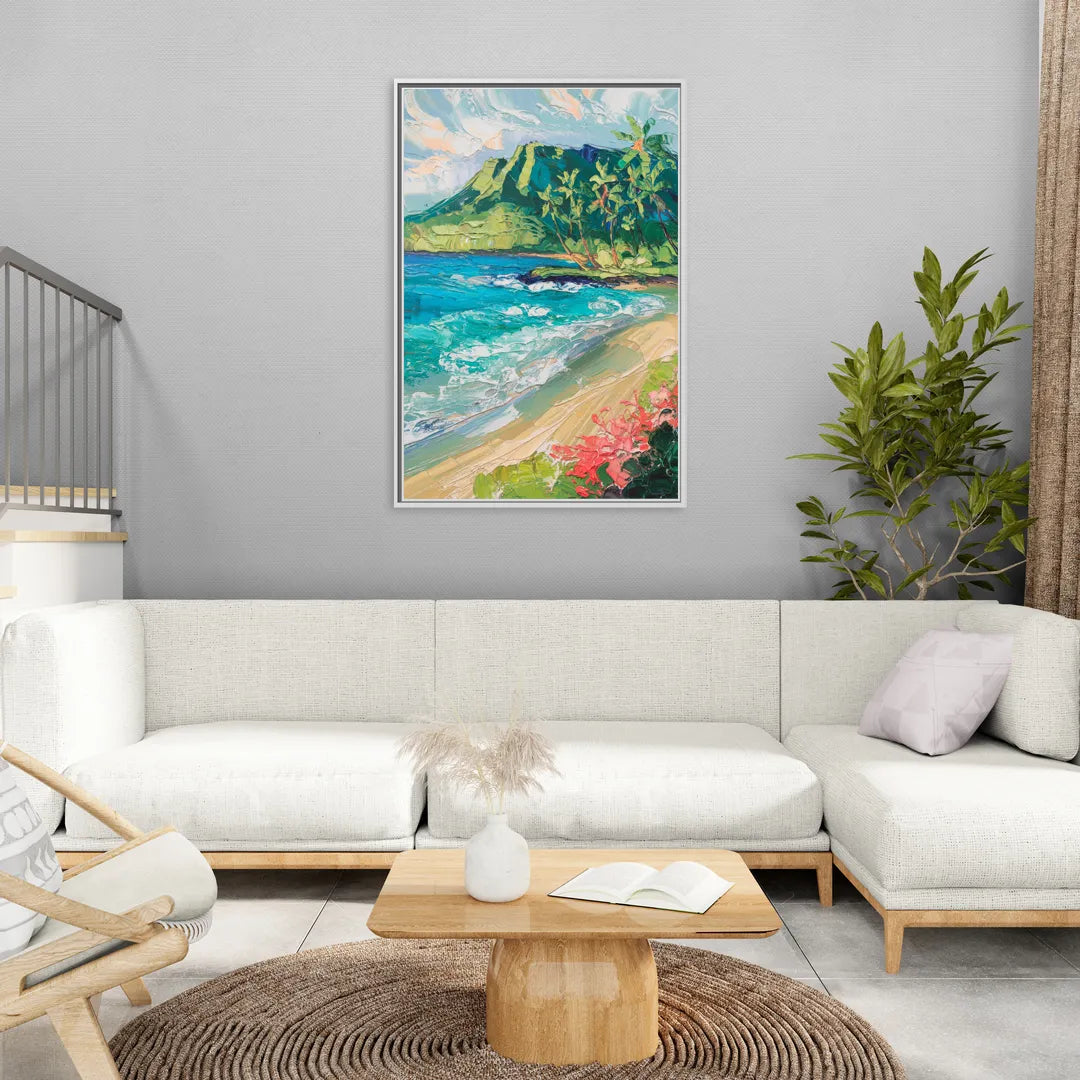 Honolulu Diamond Head View - Living Room White Frame Canvas