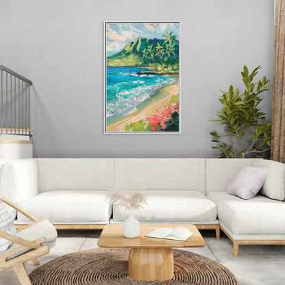 Honolulu Diamond Head View - Living Room White Frame Canvas