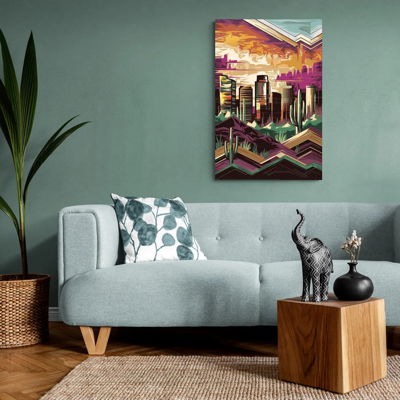 Phoenix Skyline at Sunset - Canvas Wall Art Living Room