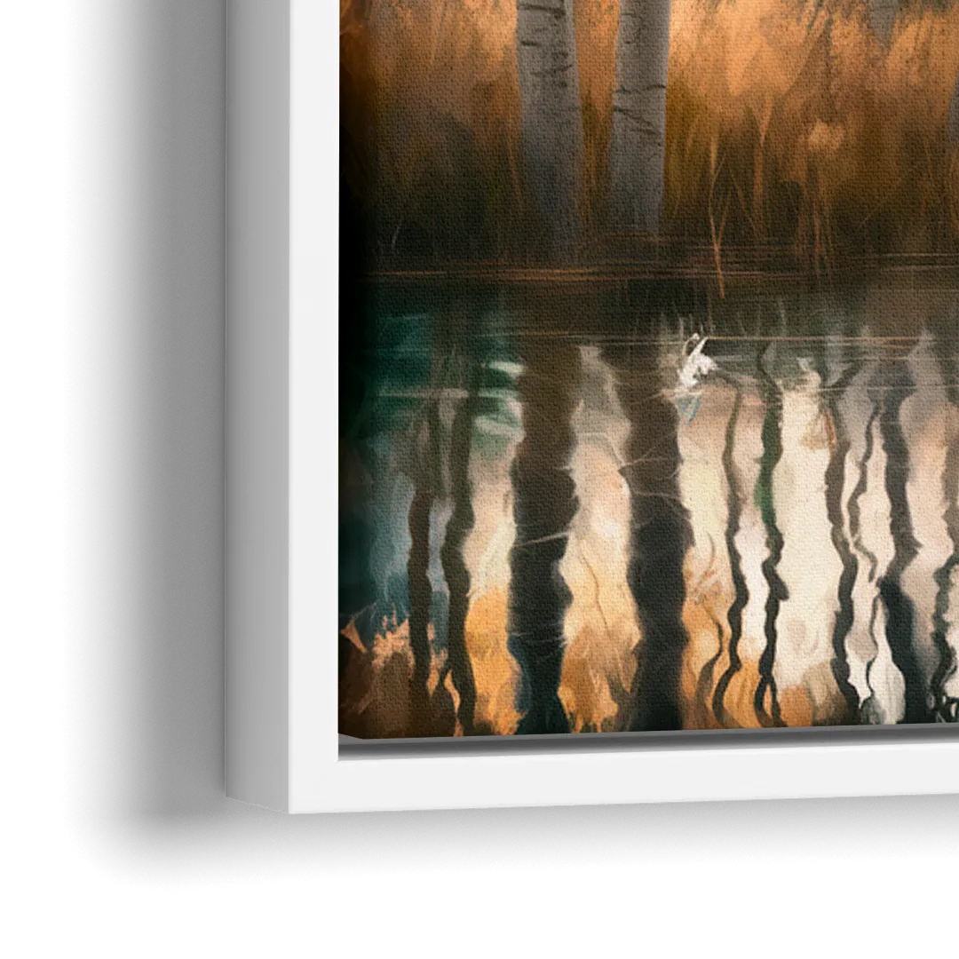 Aspen Forest Reflections - Close-Up White Frame Canvas