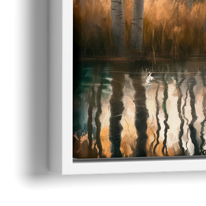 Aspen Forest Reflections - Close-Up White Frame Canvas