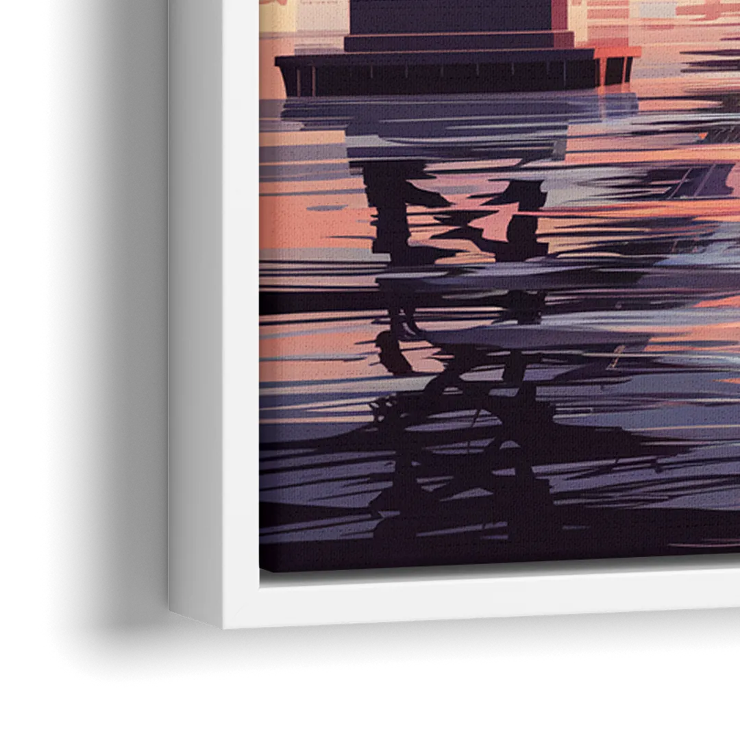 San Francisco Skyline at Sunset - Close-Up White Frame Canvas