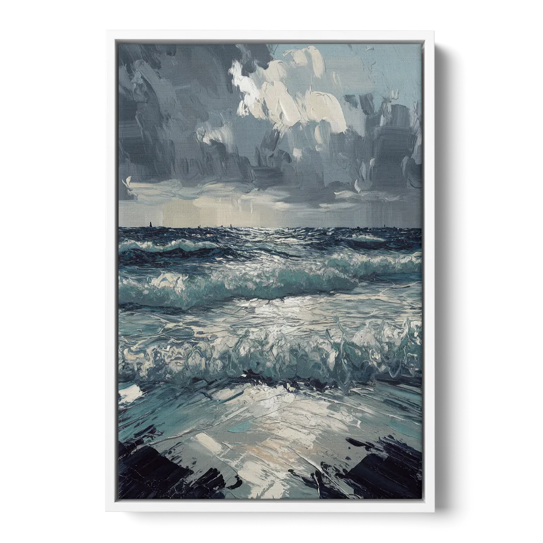 Seaside Stormy Skies - White Frame Canvas