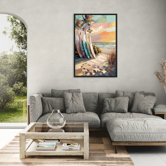 Huntington Beach Surfboards - Living Room Black Frame Canvas