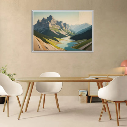 Banff Alpine Peaks - Living Room White Frame Canvas