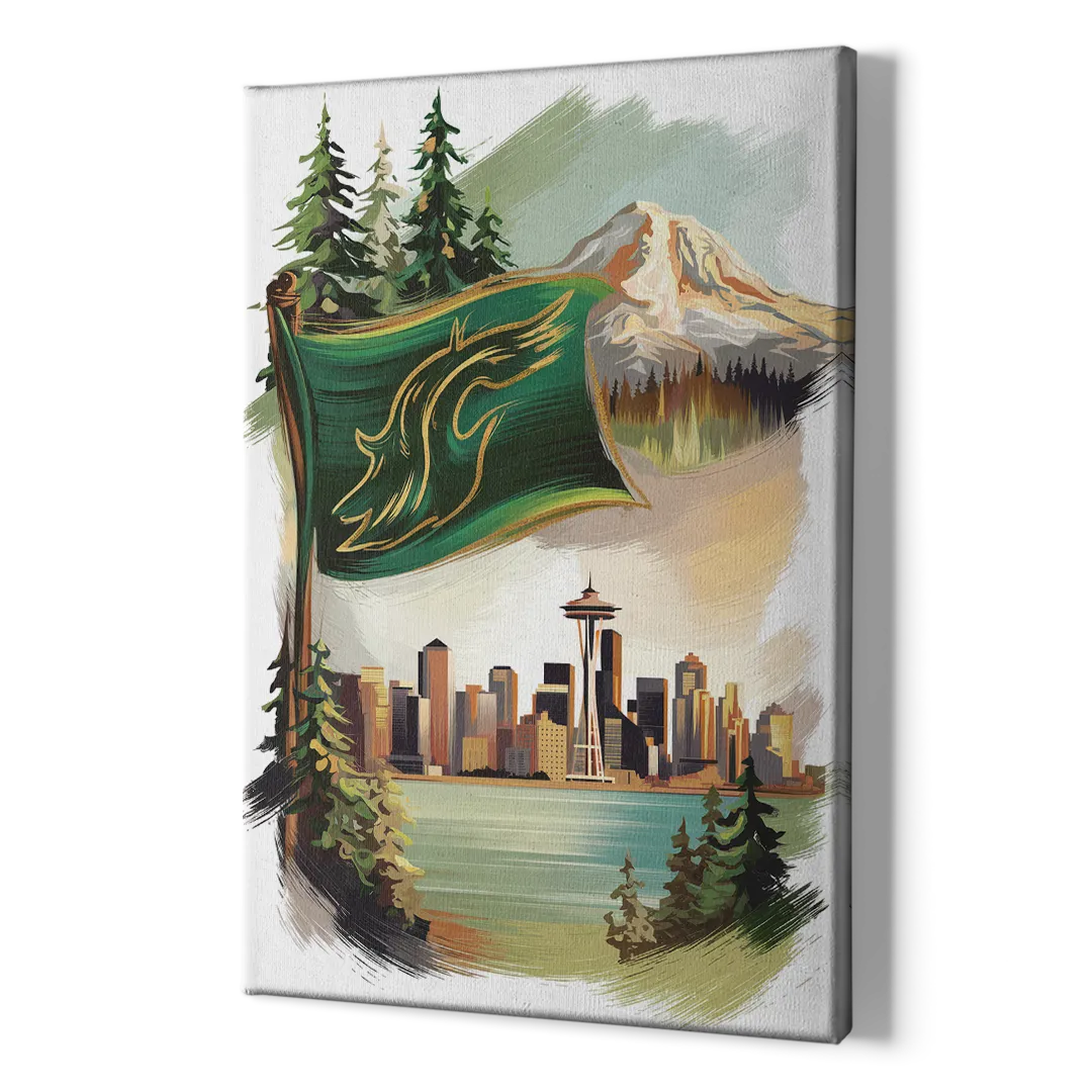 Washington Flags and Symbols - Canvas Print Art Sides