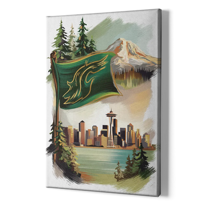 Washington Flags and Symbols - Canvas Print Art Sides