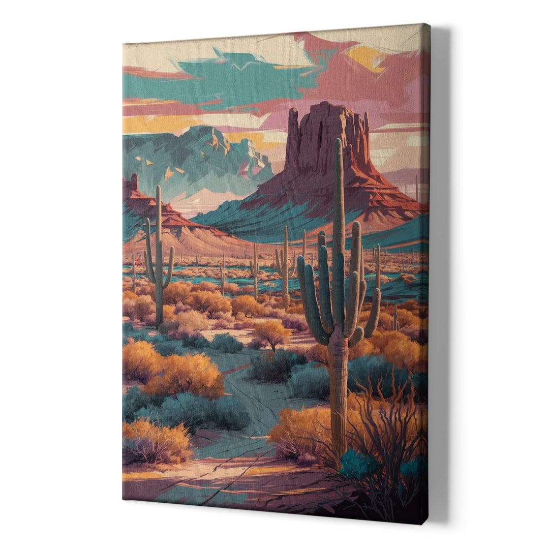 Tucson Cactus Landscape - Canvas Print Art Sides